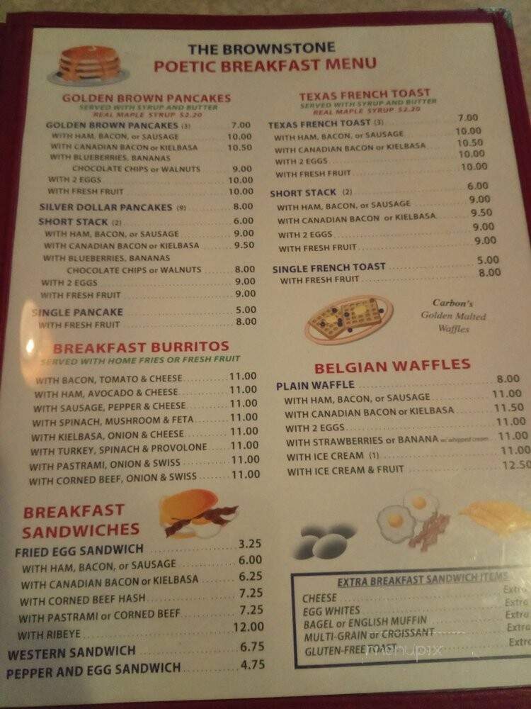 The Brownstone House Restaurant - Guilford, CT menu_pic