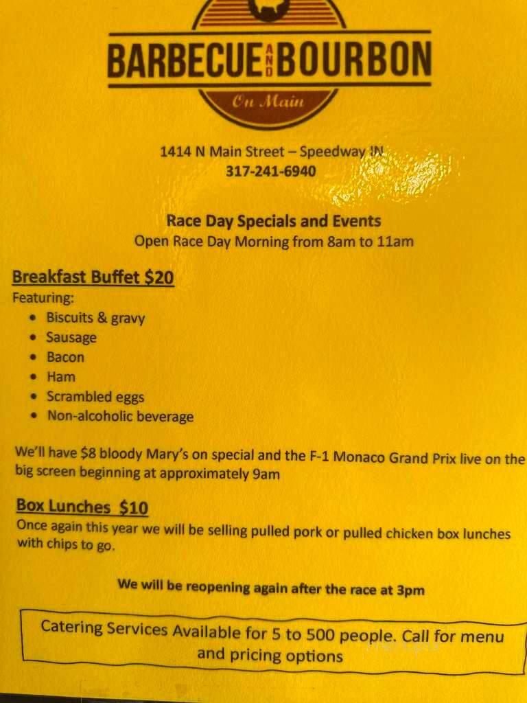 Barbecue and Bourbon - Speedway, IN menu_pic