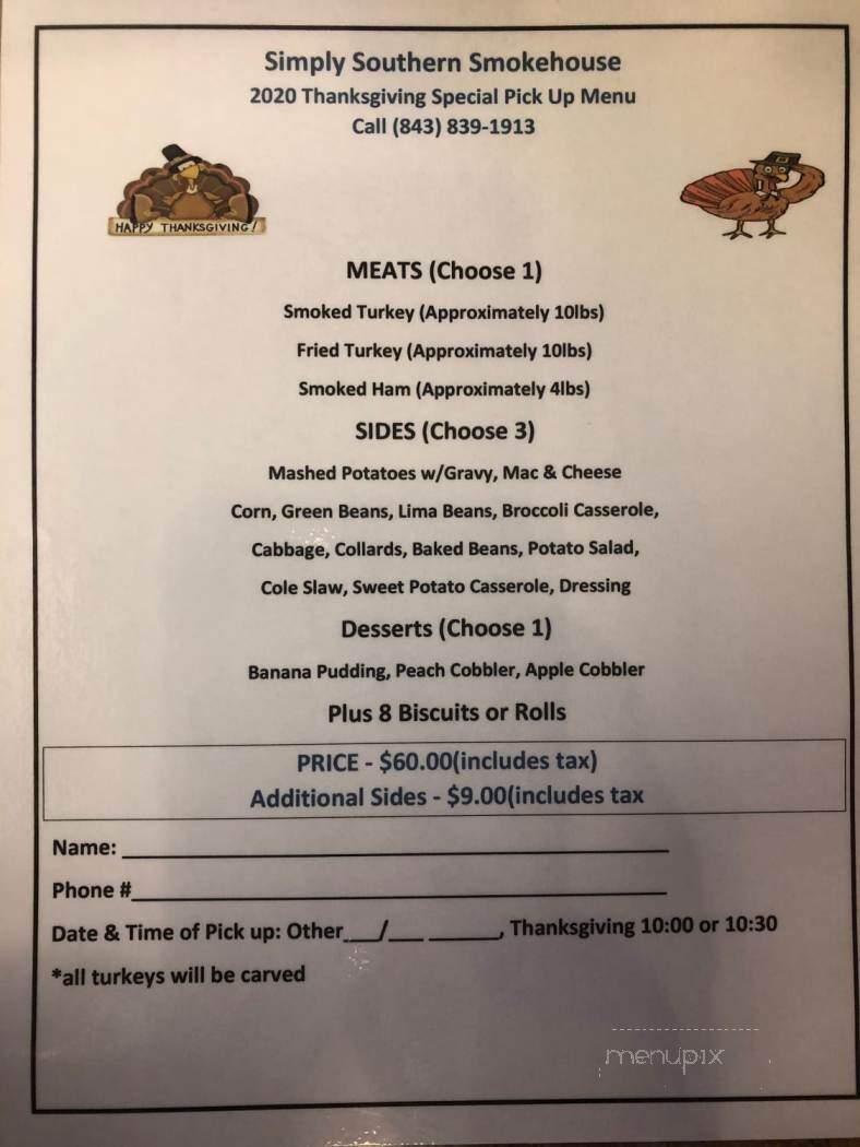 Simply Southern Smokehouse - Myrtle Beach, SC menu_pic