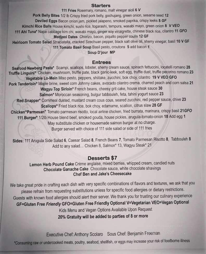 111 Bistro - Medina, OH menu_pic