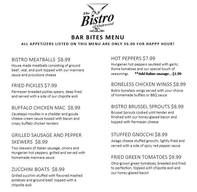 Bistro of Oakwood - Canton, OH menu_pic