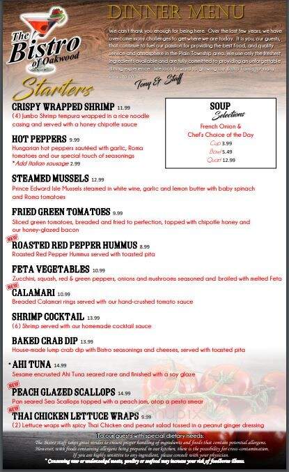 Bistro of Oakwood - Canton, OH menu_pic
