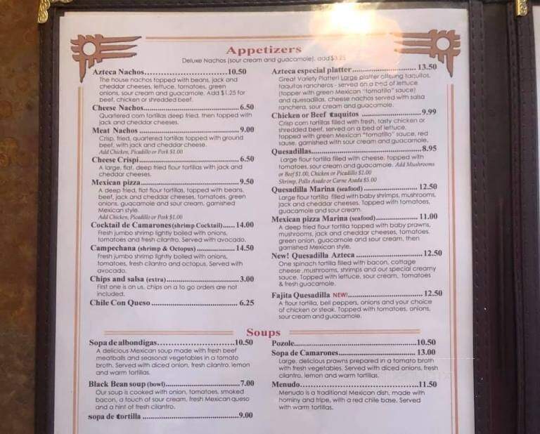 Azteca Mexican - Erie, CO menu_pic