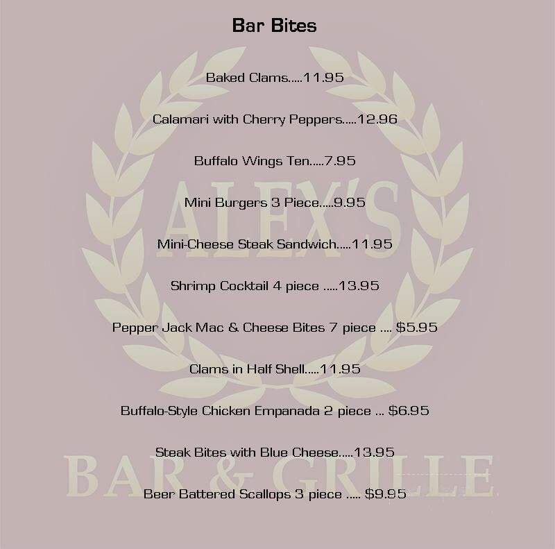 Alex's Bar & Grill - White Plains, NY menu_pic