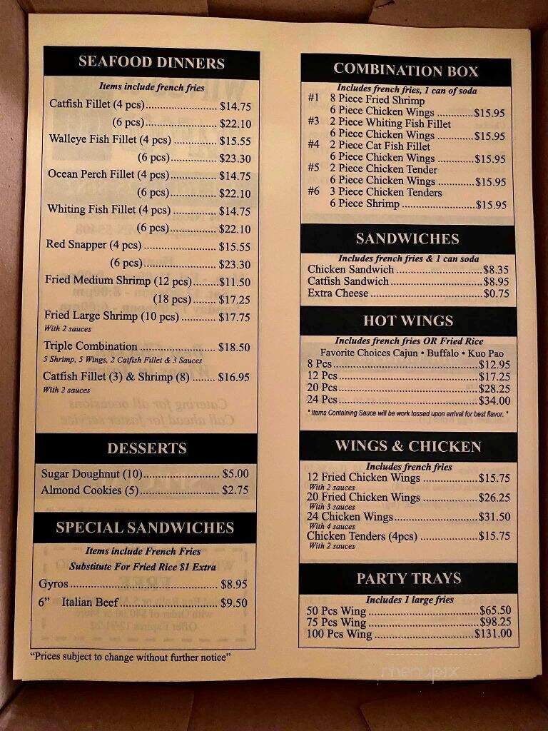 Wings & Seafood To Go - Minneapolis, MN menu_pic