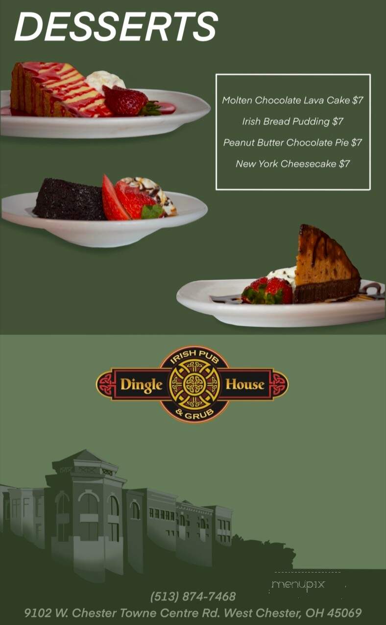 Dingle House Irish Pub - West Chester, OH menu_pic
