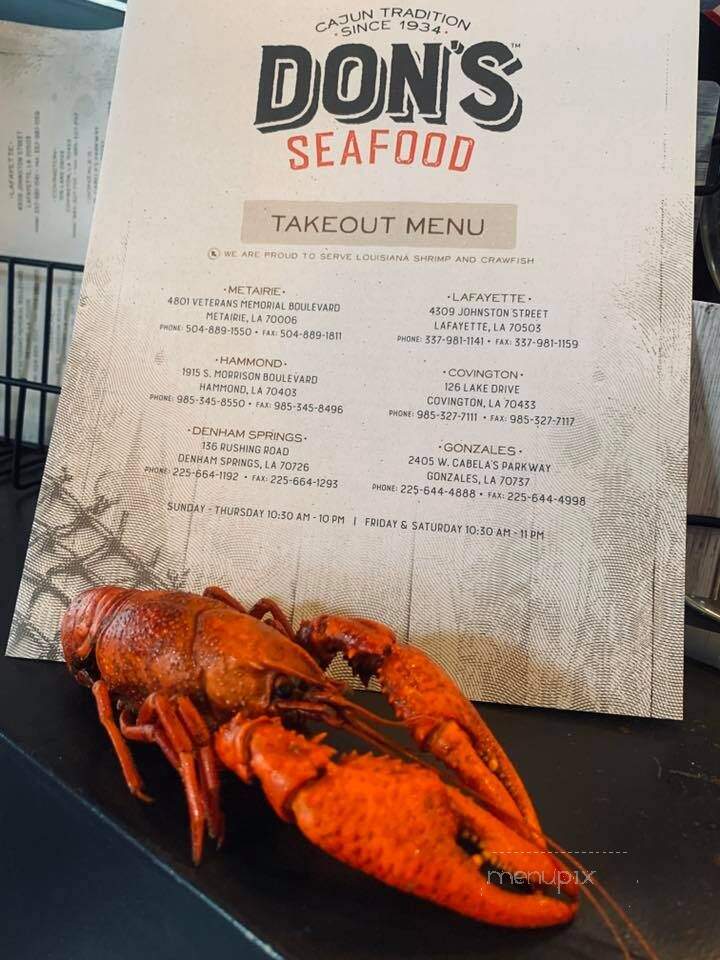 Don's Seafood & Steakhouse - Hammond, LA menu_pic