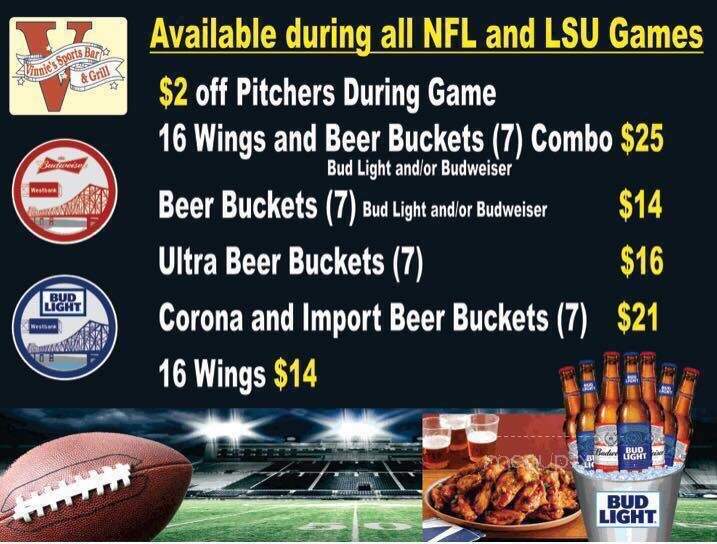 Vinnie's Sports Bar & Grill - Gretna, LA menu_pic