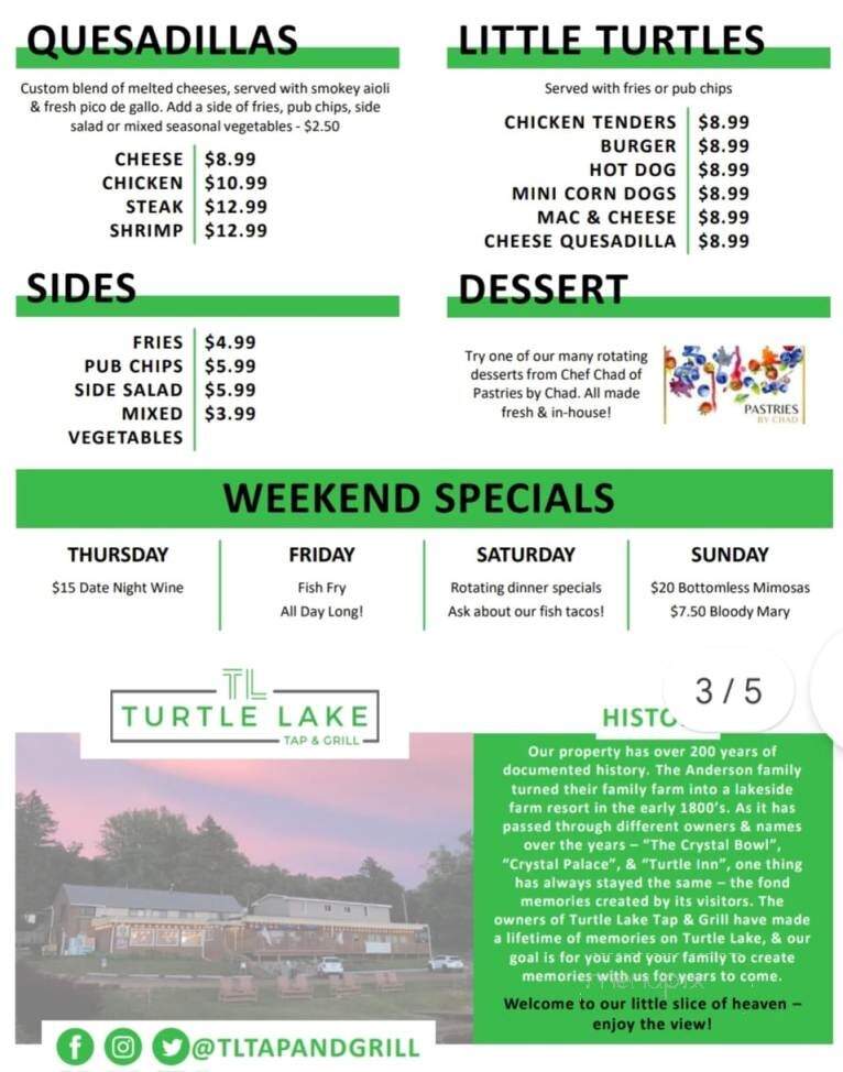 Turtle Inn - Delavan, WI menu_pic