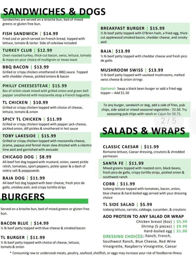 Turtle Inn - Delavan, WI menu_pic