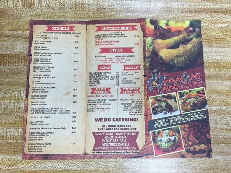 Lucky Burrito II - Monee, IL menu_pic