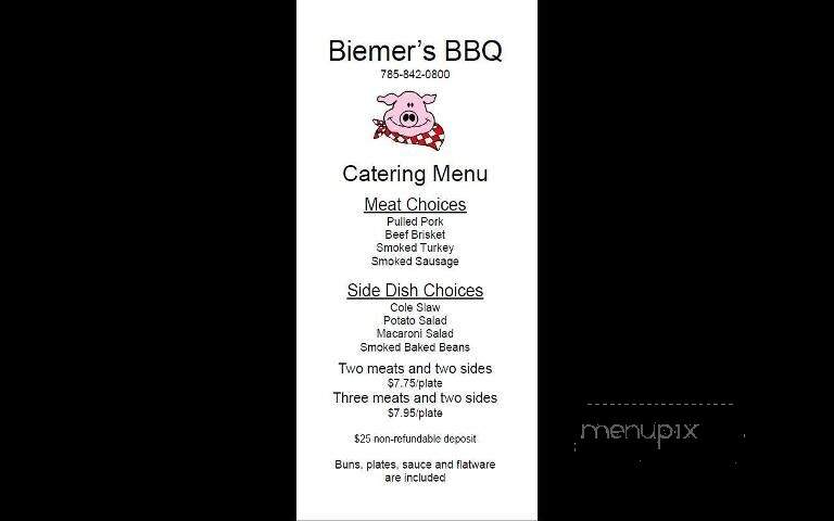 Biemer's BBQ - Lawrence, KS menu_pic