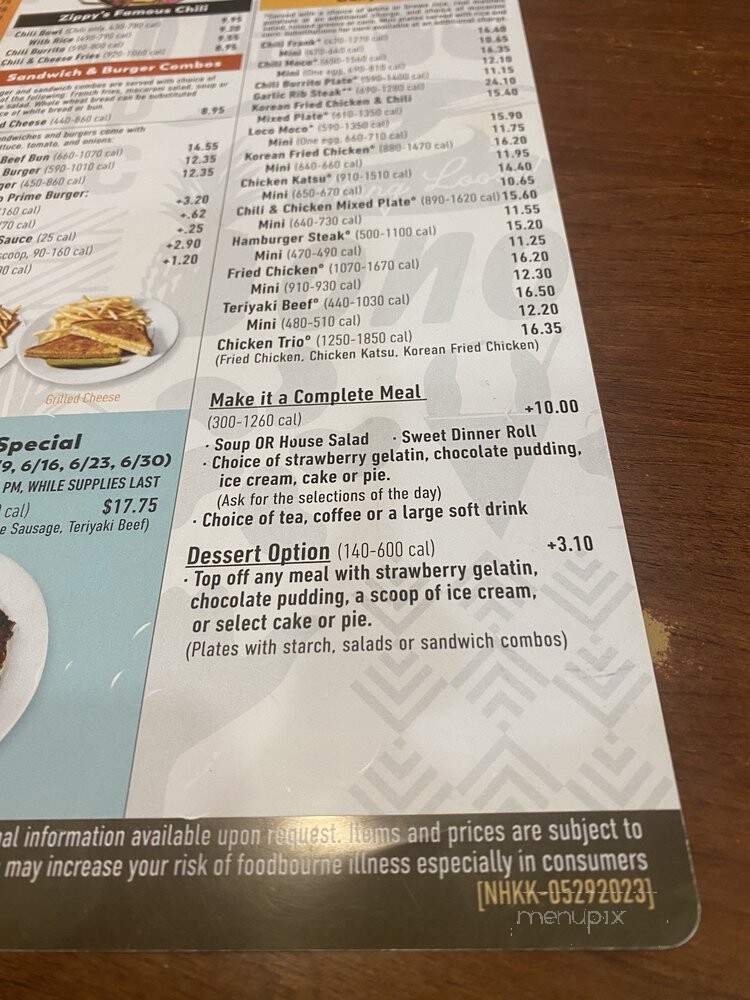 Zippy's Inc - Mililani, HI menu_pic