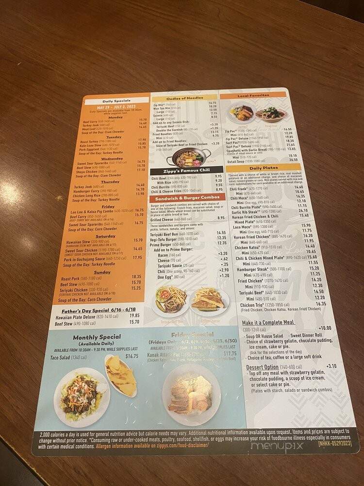Zippy's Inc - Mililani, HI menu_pic