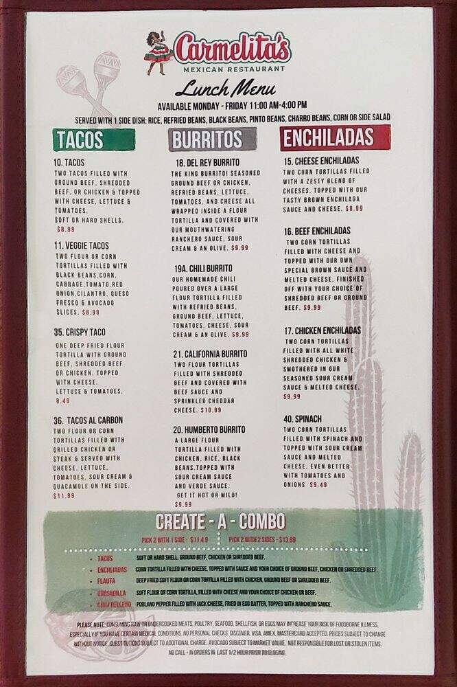 Carmelita's Mexican Restaurant - Largo, FL menu_pic
