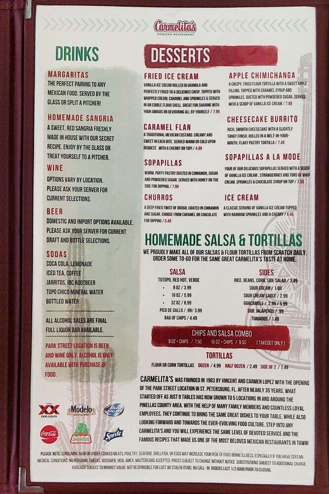Carmelita's Mexican Restaurant - Largo, FL menu_pic