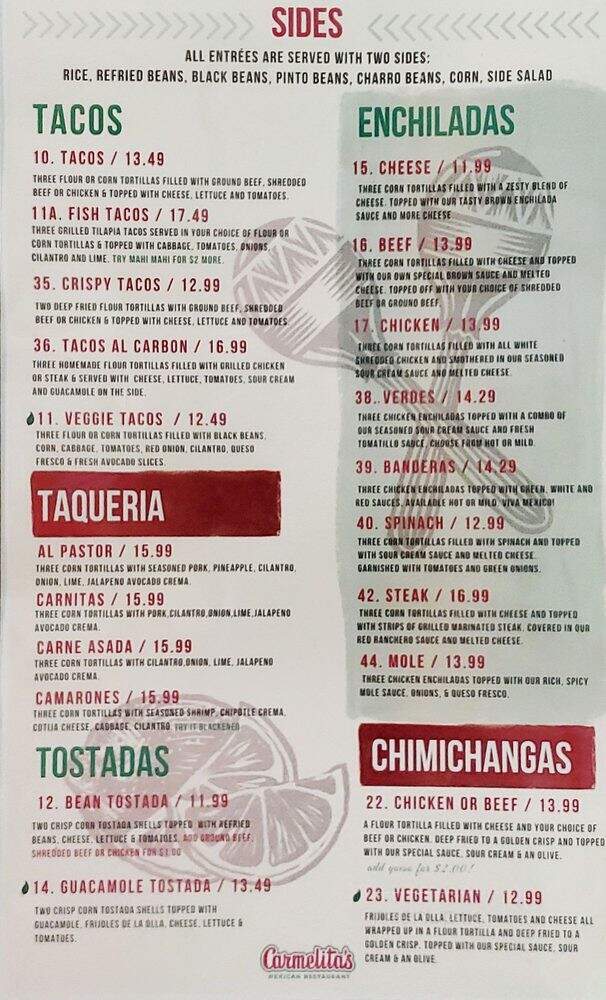 Carmelita's Mexican Restaurant - Largo, FL menu_pic