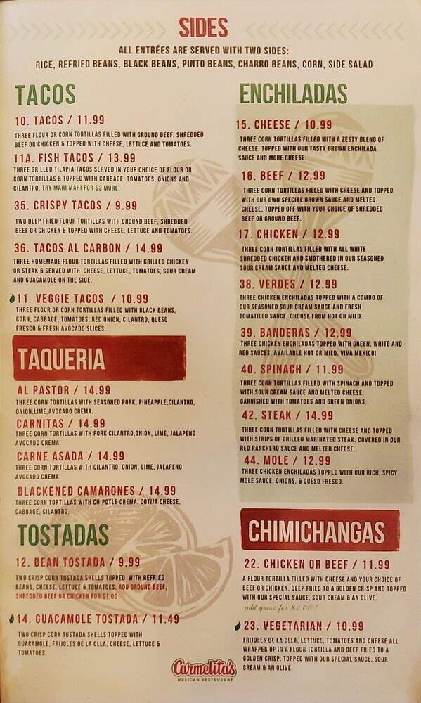 Carmelita's Mexican Restaurant - Largo, FL menu_pic