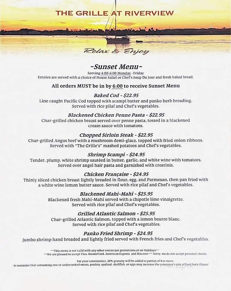 Grille At Riverview - New Smyrna Beach, FL menu_pic
