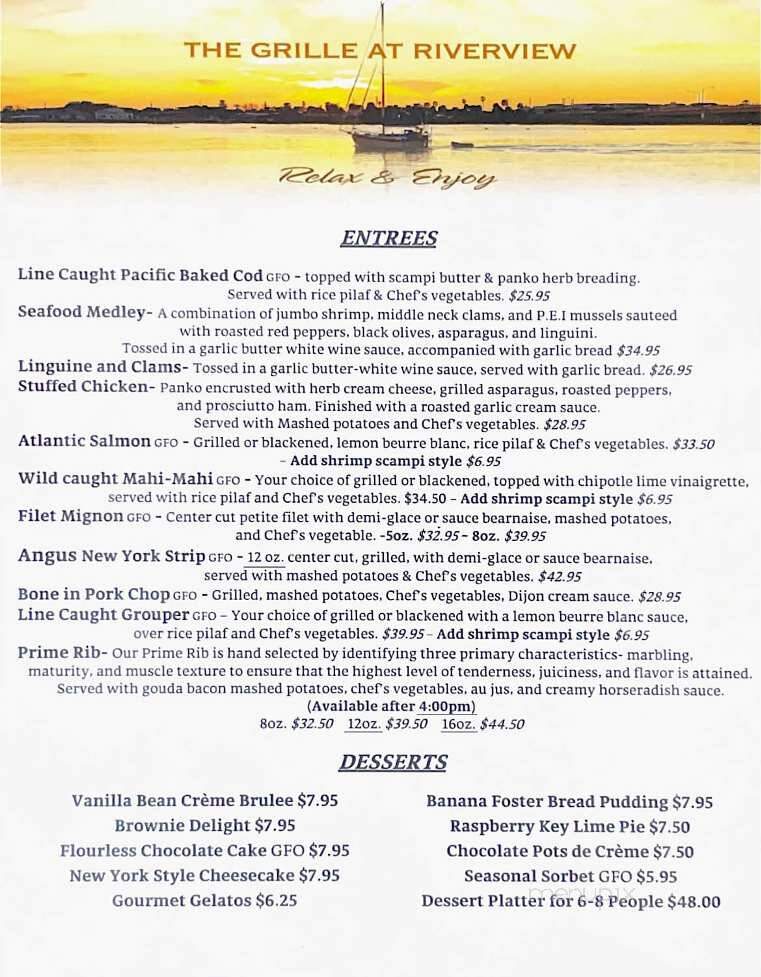 Grille At Riverview - New Smyrna Beach, FL menu_pic