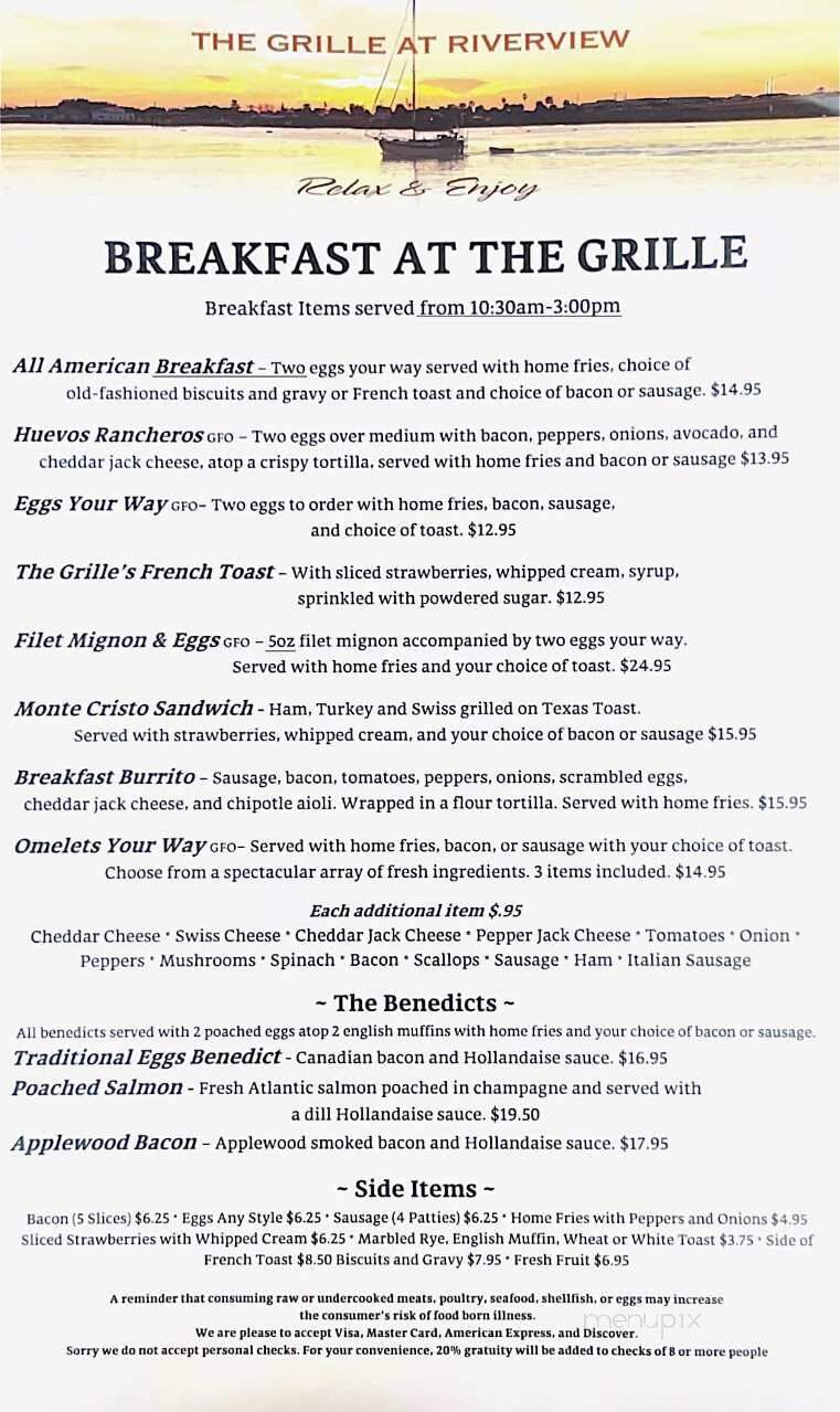 Grille At Riverview - New Smyrna Beach, FL menu_pic