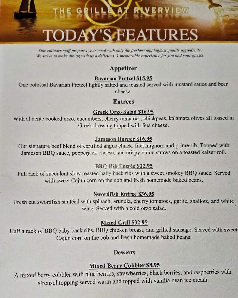 Grille At Riverview - New Smyrna Beach, FL menu_pic
