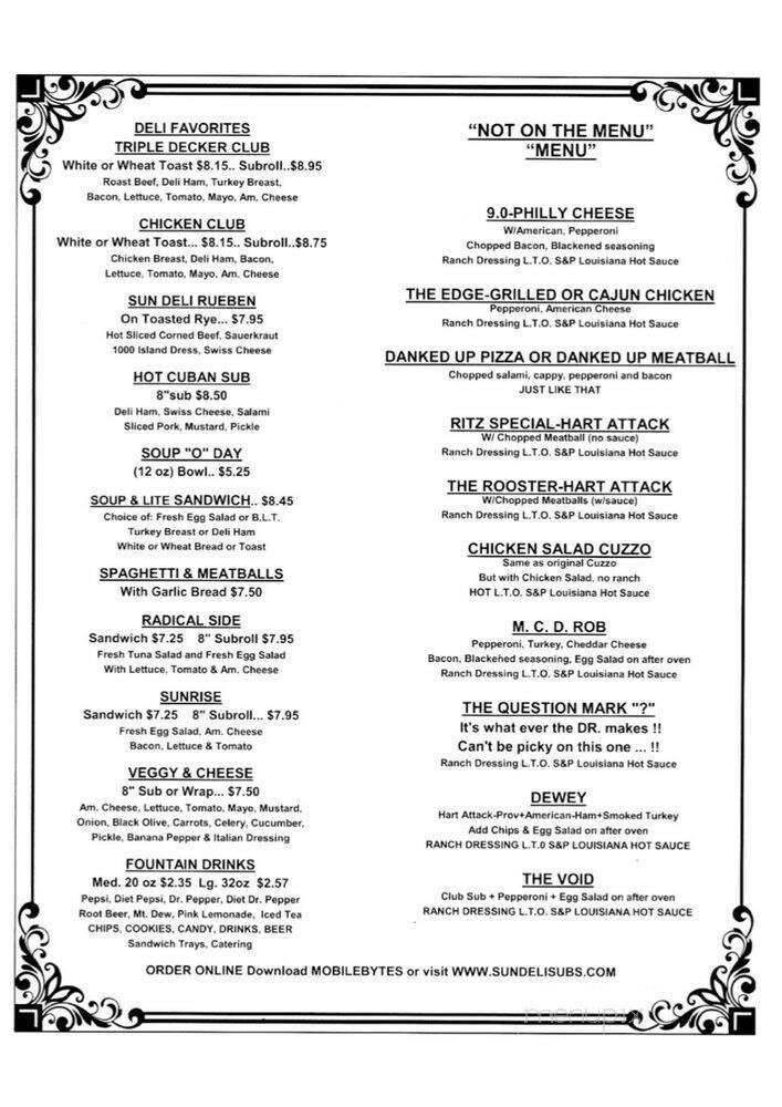 Sun Deli - Jacksonville Beach, FL menu_pic