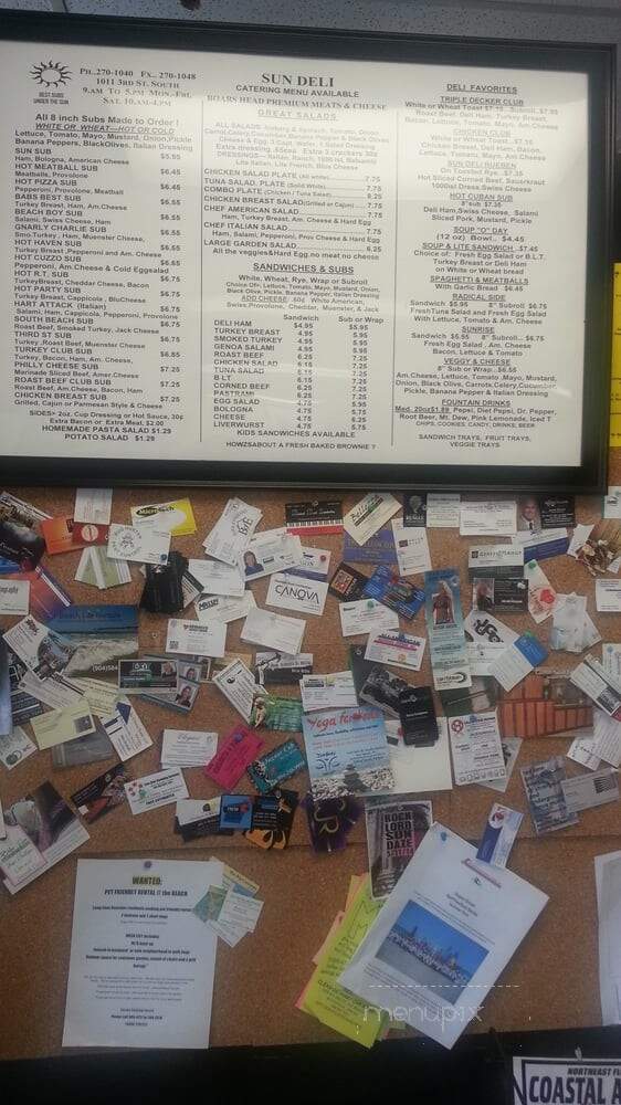 Sun Deli - Jacksonville Beach, FL menu_pic