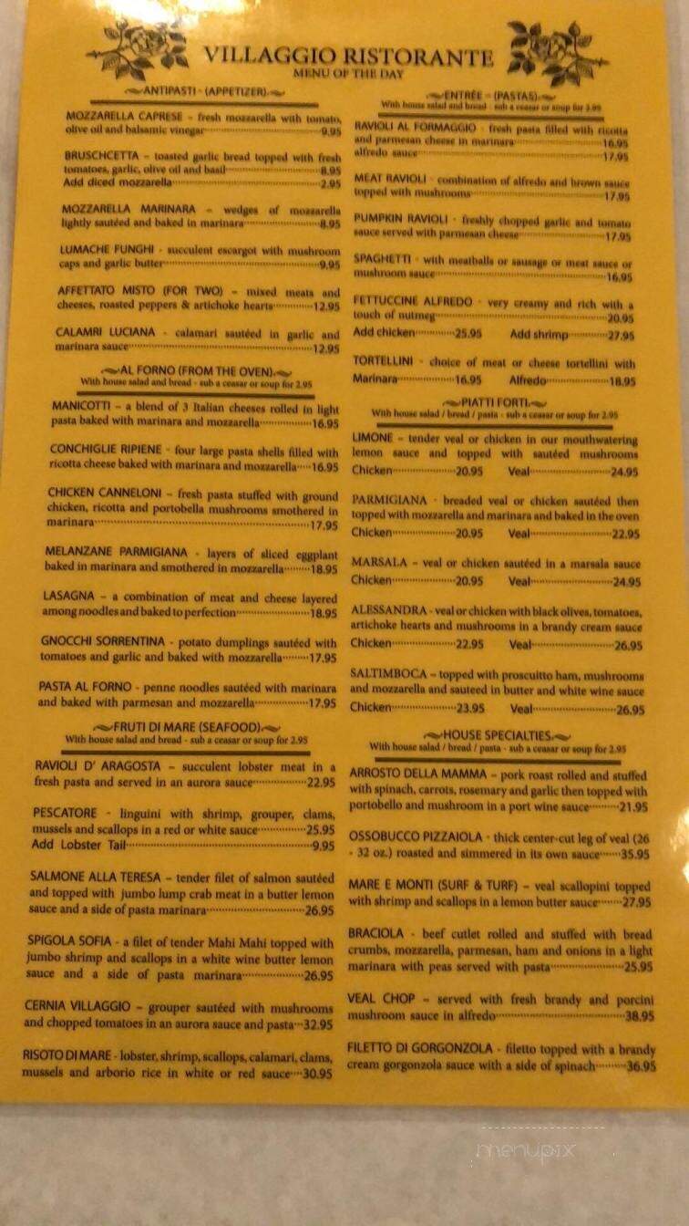 Villaggio Ristorante - Lutz, FL menu_pic
