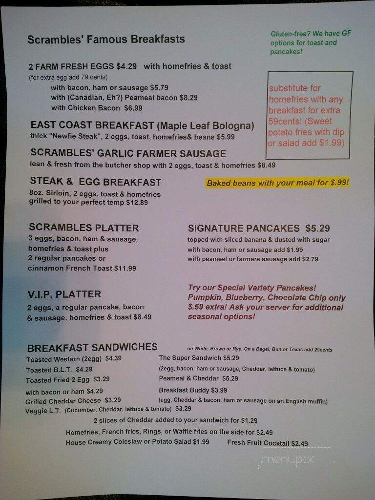 Scrambles Restaurant - Ajax, ON menu_pic
