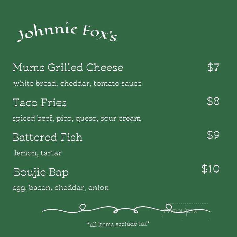 Johnnie Fox's Irish Snug - Vancouver, BC menu_pic