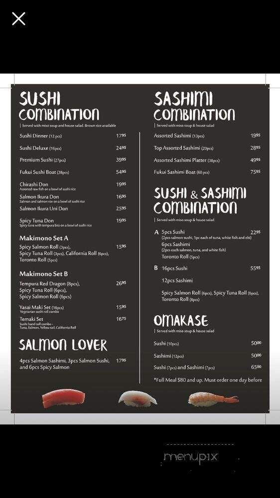 Fukui Sushi - Toronto, ON menu_pic