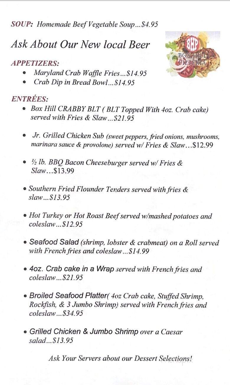 Box Hill Pizzaria & Carryout - Abingdon, MD menu_pic