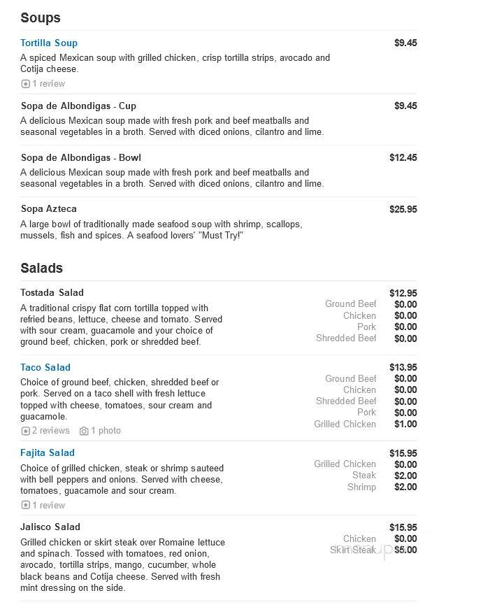 Acapulcos - Norwood, MA menu_pic