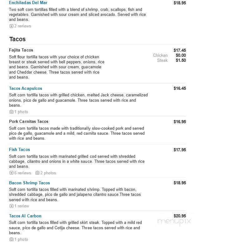 Acapulcos - Norwood, MA menu_pic