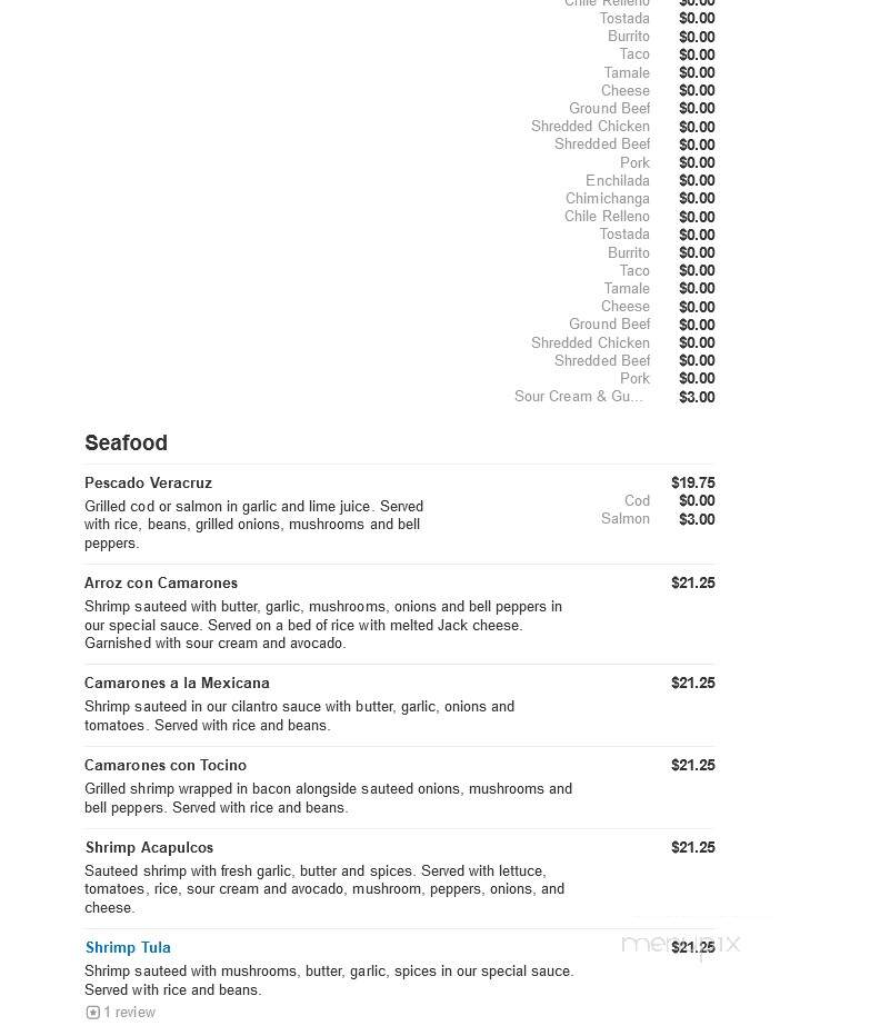 Acapulcos - Norwood, MA menu_pic