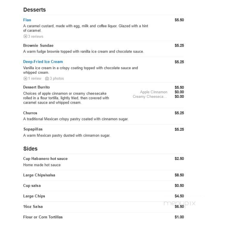 Acapulcos - Norwood, MA menu_pic