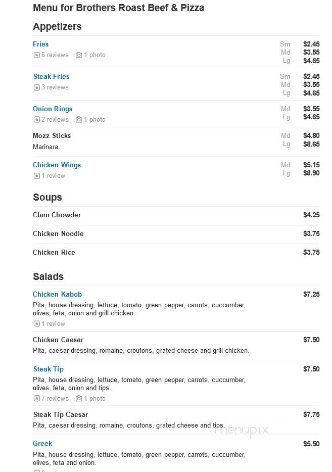 Brothers Roast Beef Two - Weymouth, MA menu_pic