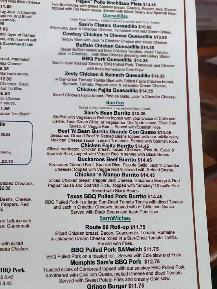 Sam Diego's Mexican Cookery - Plymouth, MA menu_pic