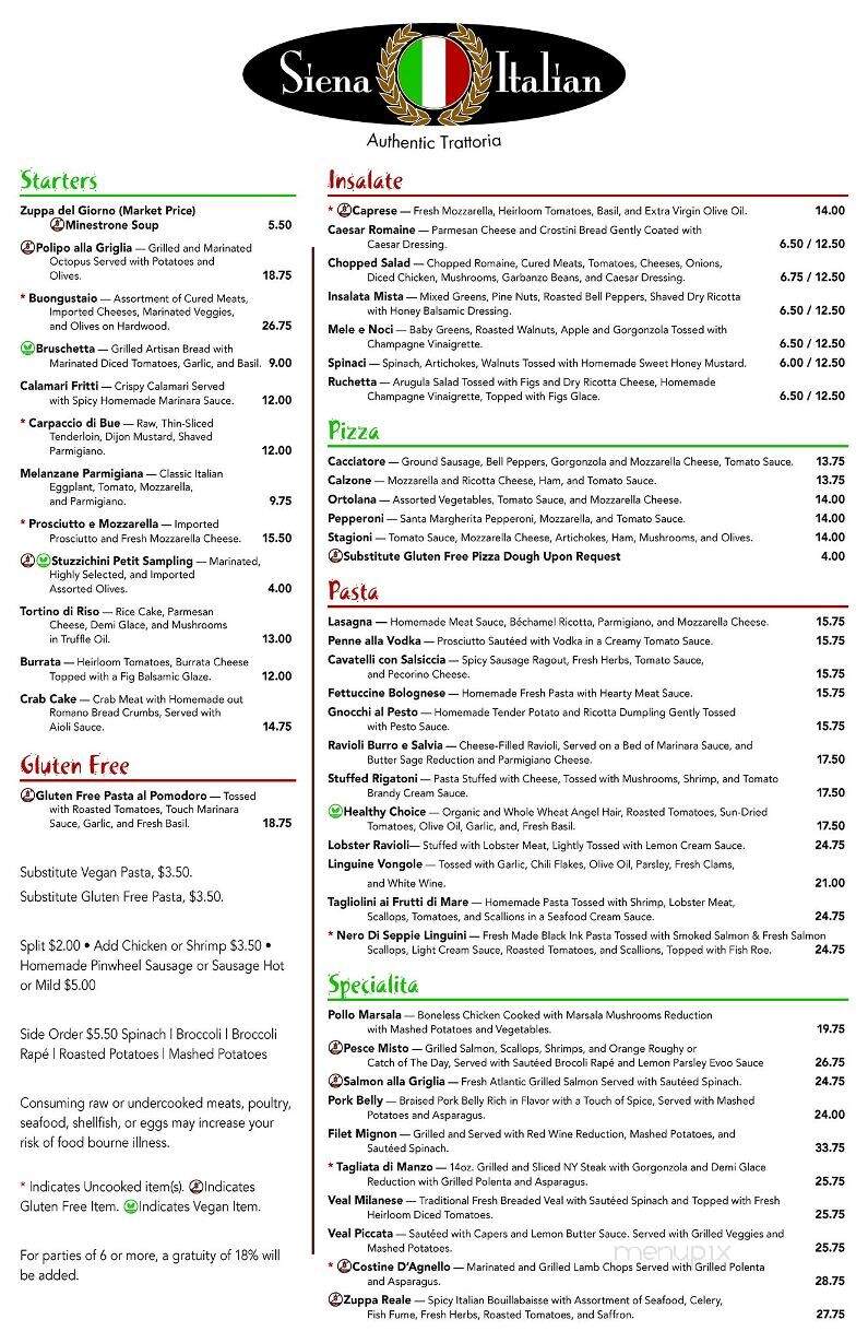 Siena Italian Bakery & Deli - Las Vegas, NV menu_pic
