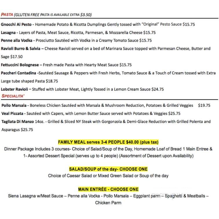 Siena Italian Bakery & Deli - Las Vegas, NV menu_pic