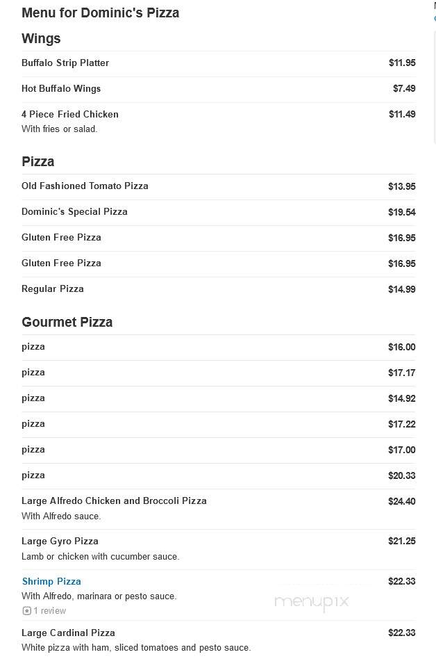 Dominic's Pizza & Restaurant - Lawrenceville, NJ menu_pic
