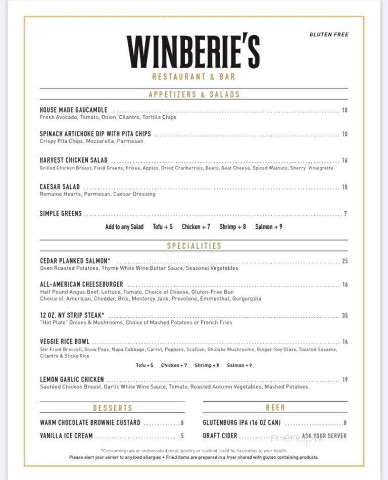 J B Winberie Restaurant & Bar - Princeton, NJ menu_pic
