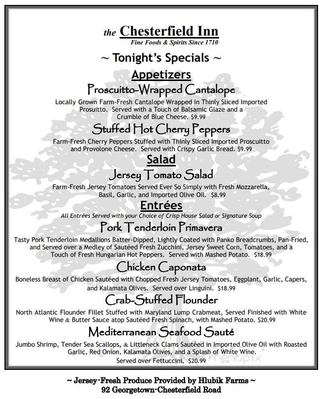 Chesterfield Inn - Chesterfield, NJ menu_pic