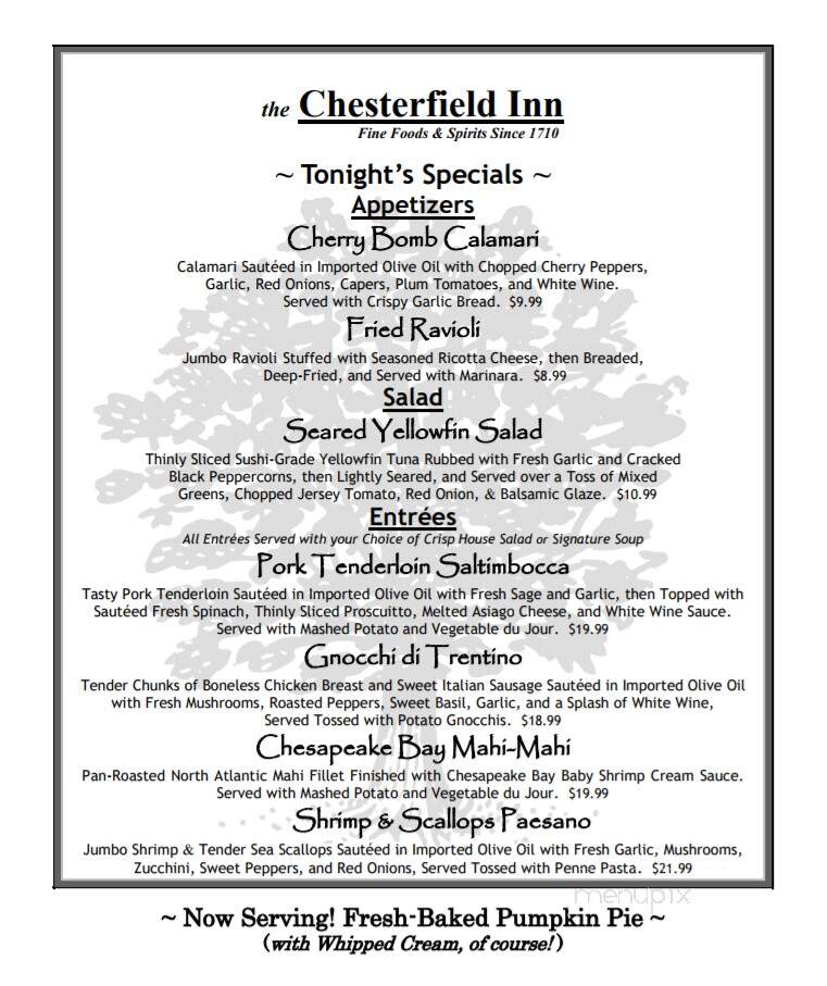 Chesterfield Inn - Chesterfield, NJ menu_pic