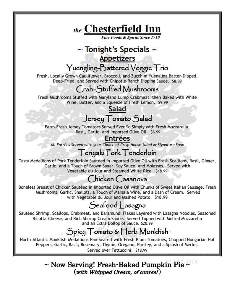 Chesterfield Inn - Chesterfield, NJ menu_pic