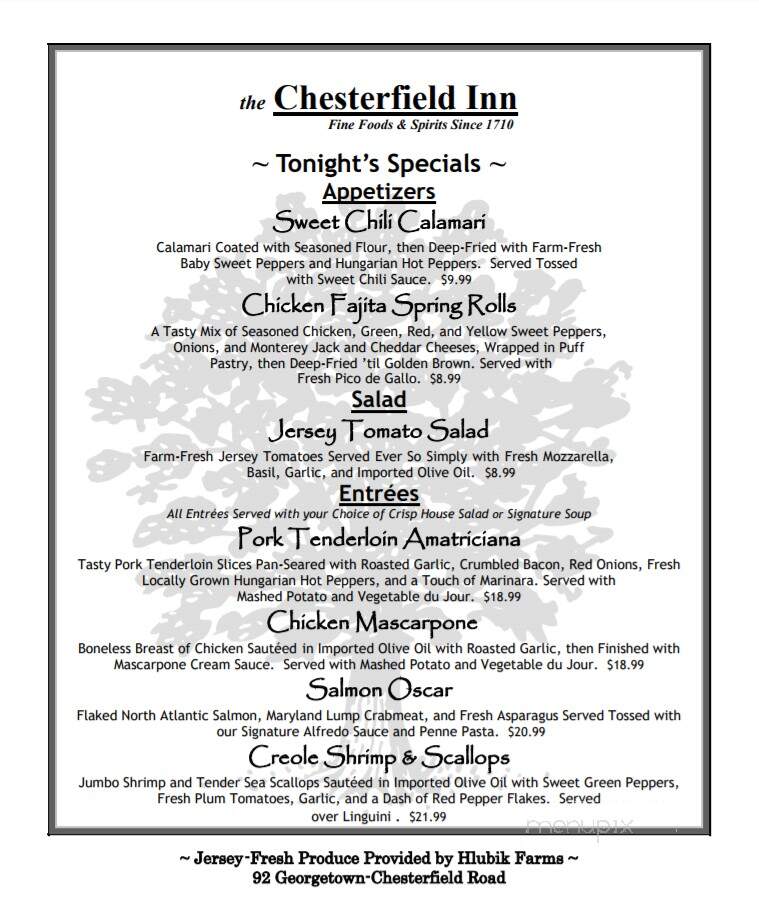 Chesterfield Inn - Chesterfield, NJ menu_pic
