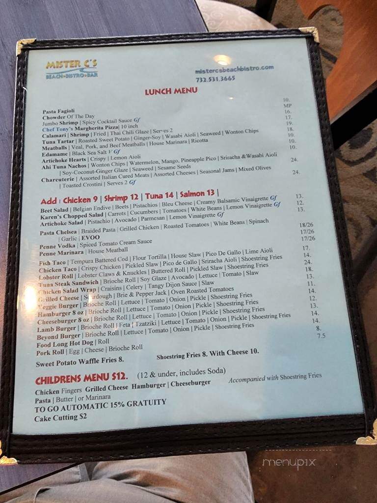 Mister C's Beach Bistro - Allenhurst, NJ menu_pic