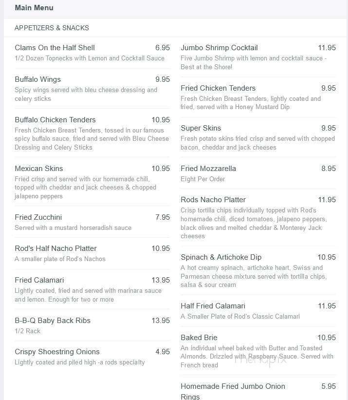 Rod's Olde Irish Tavern - Sea Girt, NJ menu_pic