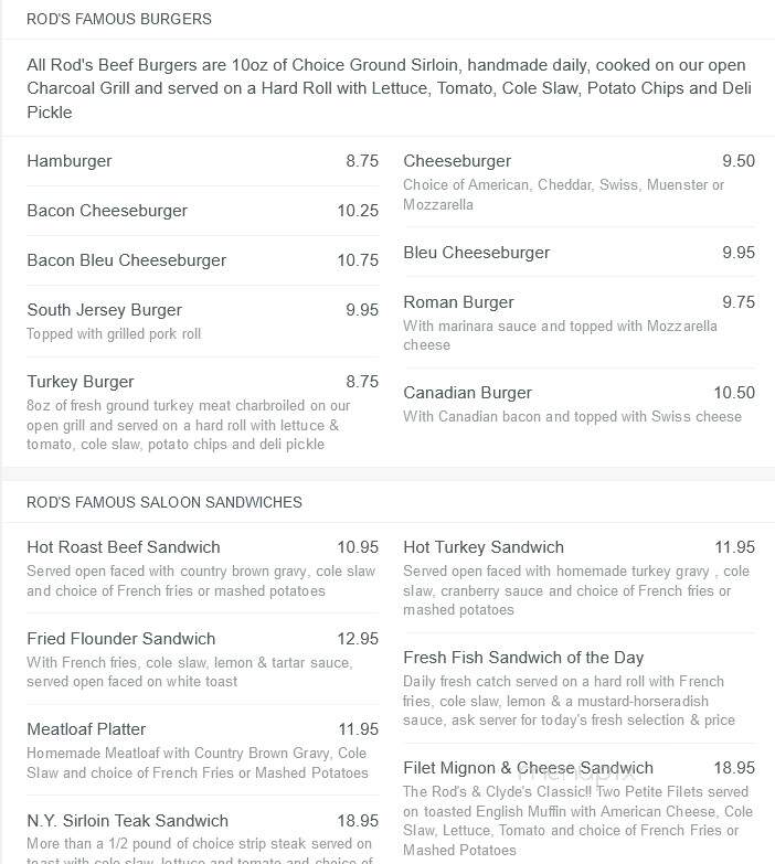 Rod's Olde Irish Tavern - Sea Girt, NJ menu_pic